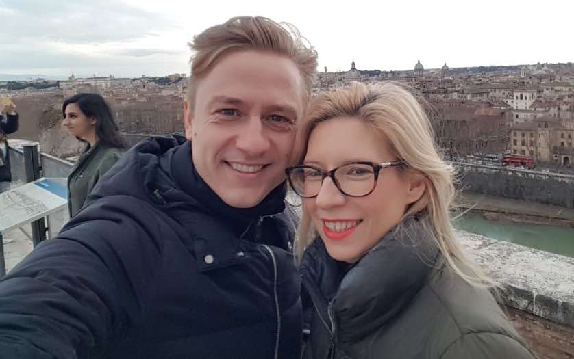 Jowita i Jarek na tarasie Zamku sw. Anioła